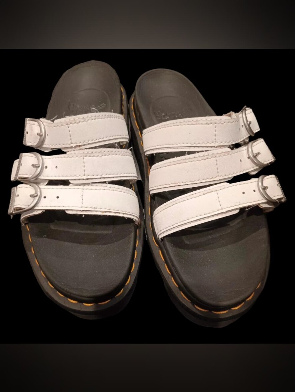 A Pretty Pre-owned Size 8 Dr. Martens Women's Blaire Slide Sandal in White Hydro